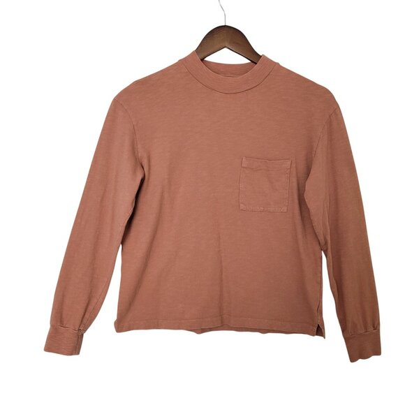 Madewell Tops - Madewell Garment-Dyed Pocket Tee Womens Size XS Warm Umber Long Sleeve Cotton